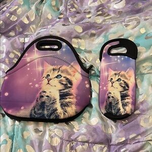 SHEIN Cute Cat Lunch Bag and Bottle Holder Set-NWOT